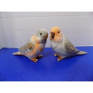 NEW Ceramic Parakeets Love Birds Parrots Statue Figurine Tropical Home Decor
